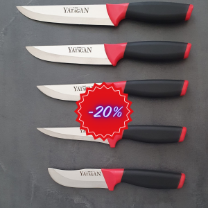 Set de 5 couteaux de cuisine bimatière en acier inoxydable The YATAGAN