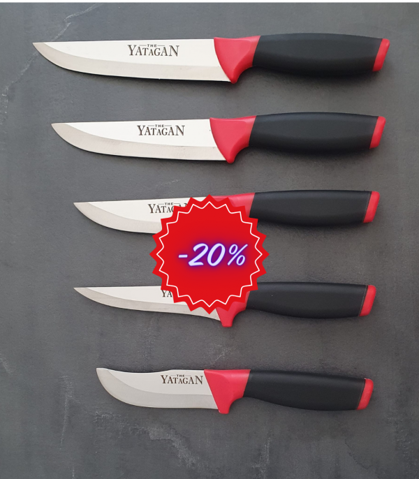 Set de 5 couteaux de cuisine bimatière en acier inoxydable The YATAGAN