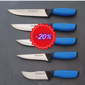 Set de 5 couteaux de cuisine bimatière en acier inoxydable The YATAGAN