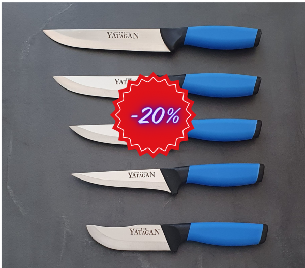Set de 5 couteaux de cuisine bimatière en acier inoxydable The YATAGAN
