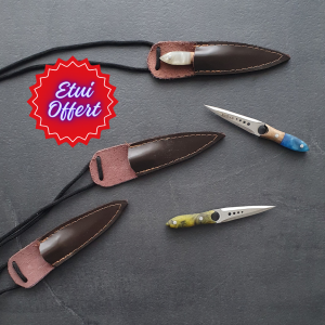 Couteau artisanal de collection avec lames interchangeables et étui en cuir fait main